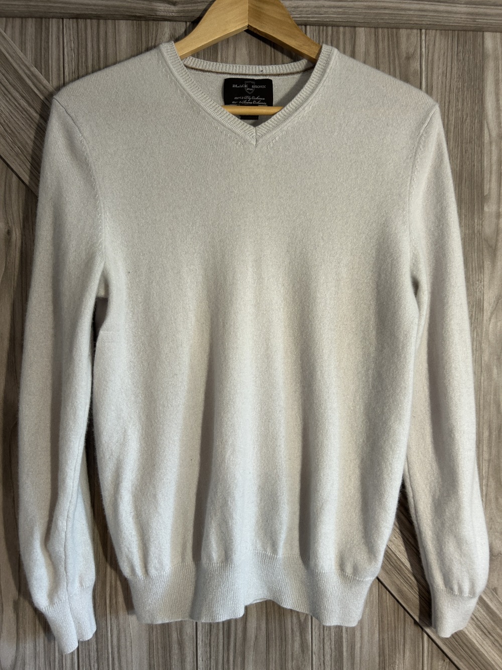 Black Brown 1826 Men's 100% Cashmere V-Neck Sweater - Light Gray Size S